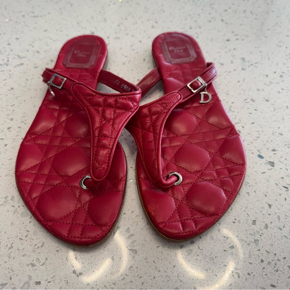 Dior Red Quilted Women's Sandals